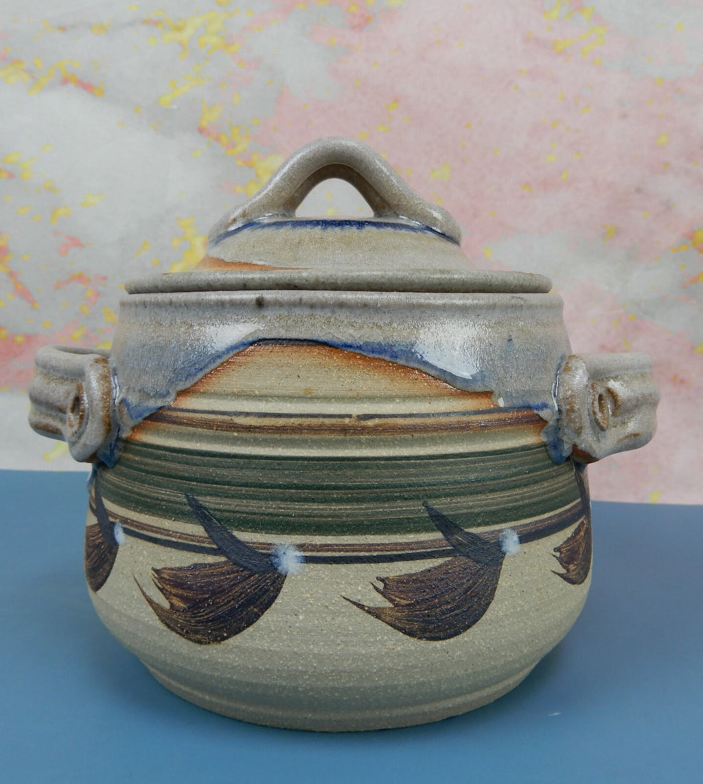 Vintage Studio Art Pottery Small Double Crock Signed by the Artist