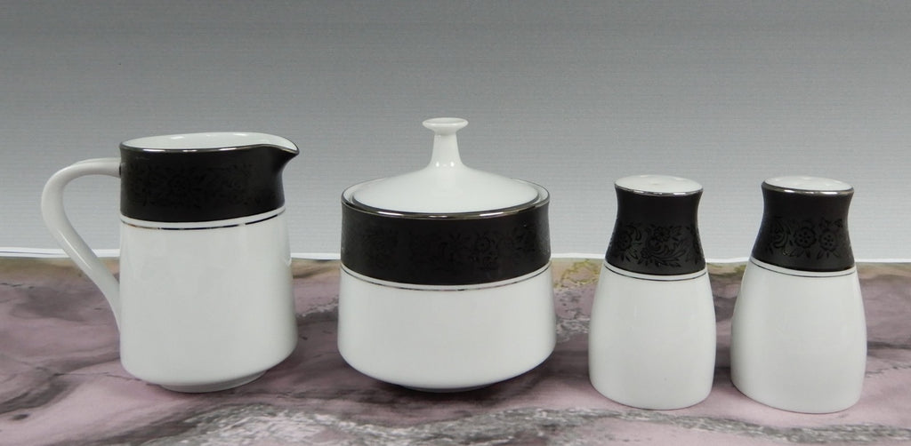 Vintage Set of Noritake "Mirano" 6878-Creamer,Sugar Bowl, Salt & Pepper Shaker