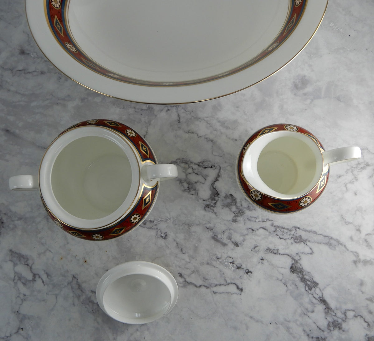 Royal Doulton Minton "Cordoba" Oval Serving Bowl and Creamer and Sugar Bowl