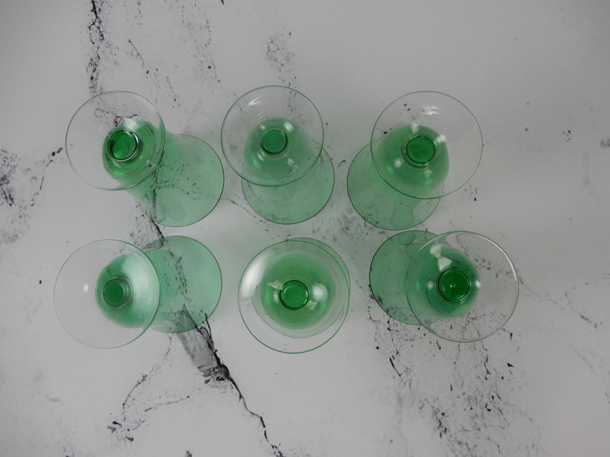 Set of 6 Emerald Green Glass 5" Parfait Glasses Hold 11 Fluid Ounces