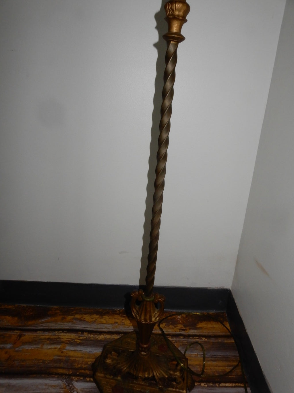 Antique Cast Iron Bridged Ornate Floor Lamp 61-1/4" Tall Needs Repair