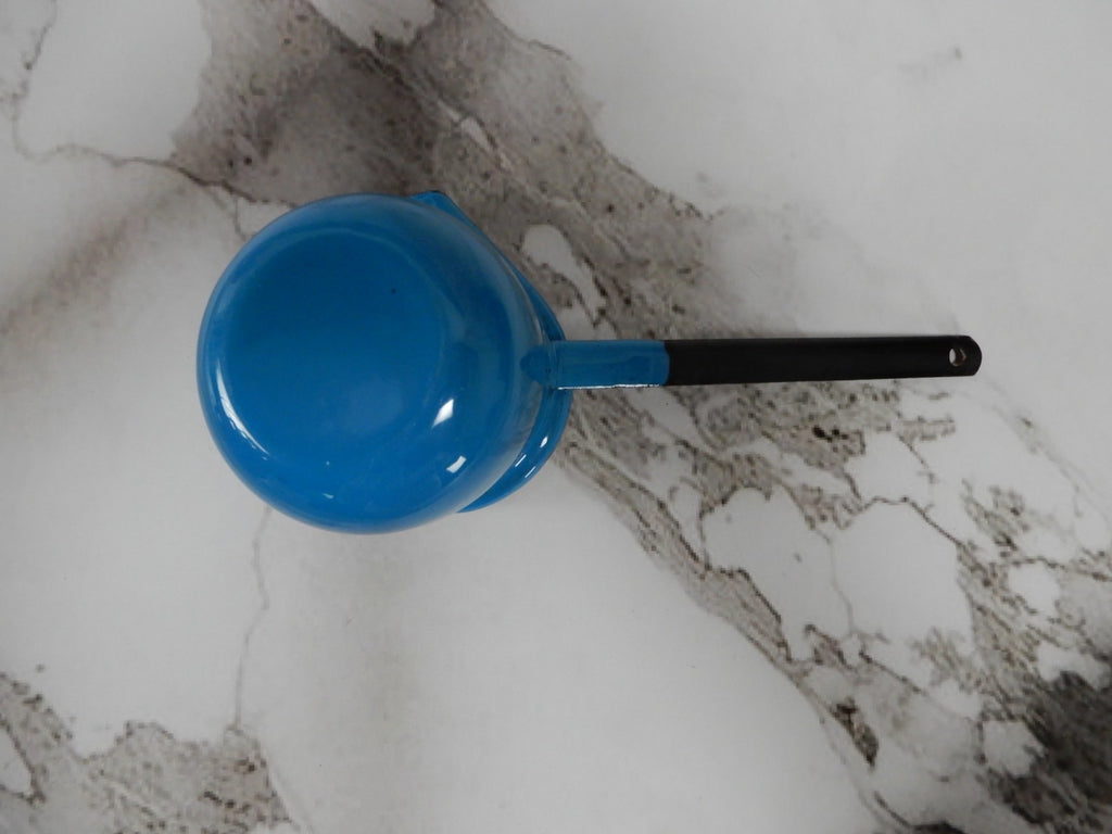 Vtg Blue ,White, Black Enamelware Small Ladle Dipper Farm House Decor