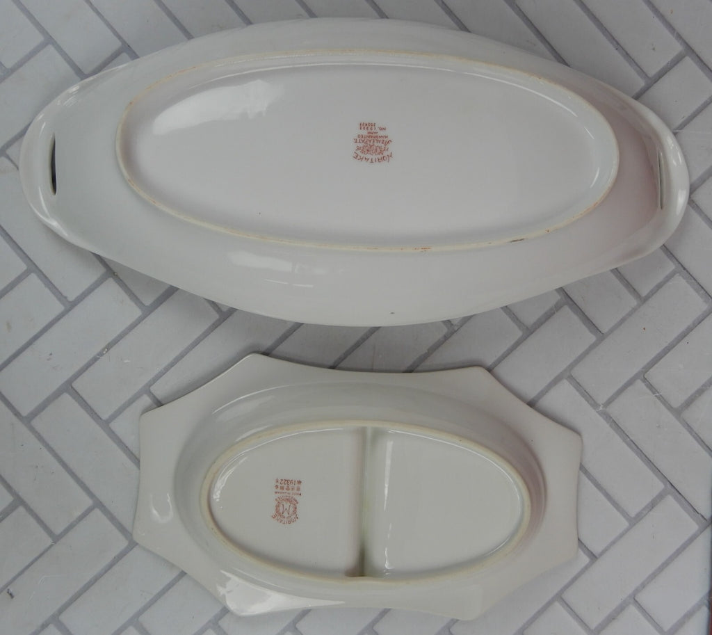 Noritake Azalea China Set Two-Part Divided Relish Dishes and Celery Dish