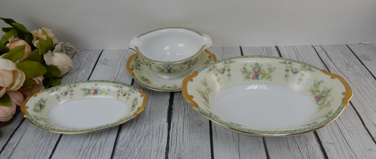 Vtg. Meito China Hand Painted Floral Oval Bowl,Relish Dish, Gravy Bowl