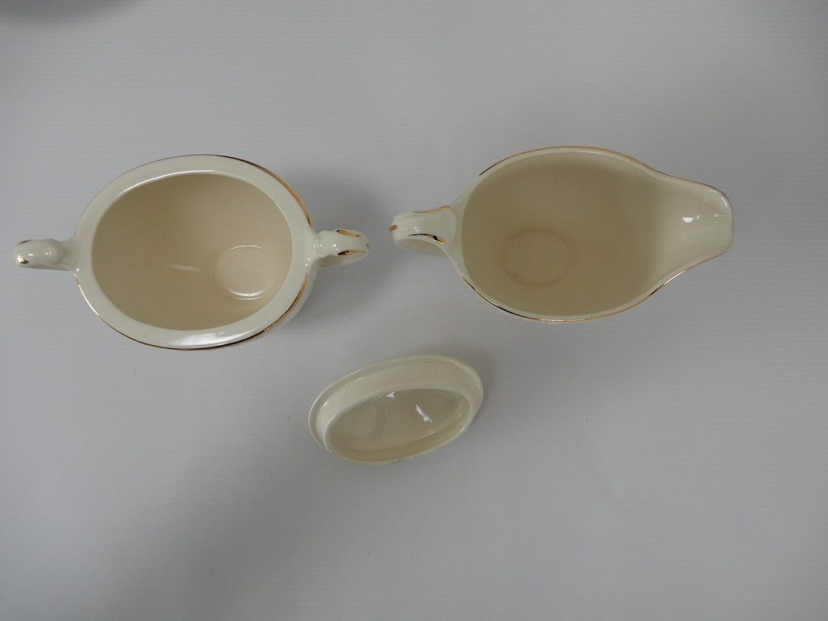 Vtg. Homer Laughlin Eggshell Georgian Rambler Rose Platter, Bowl,Sugar & Creamer