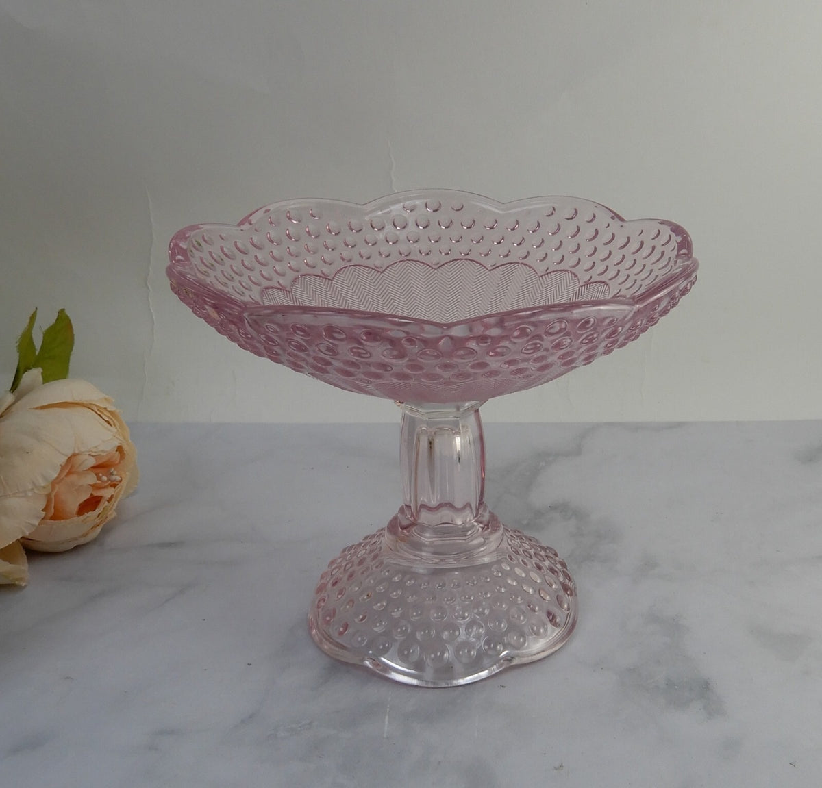 Gorham Crystal Emily’s Attic Pink Compote Footed Bowl