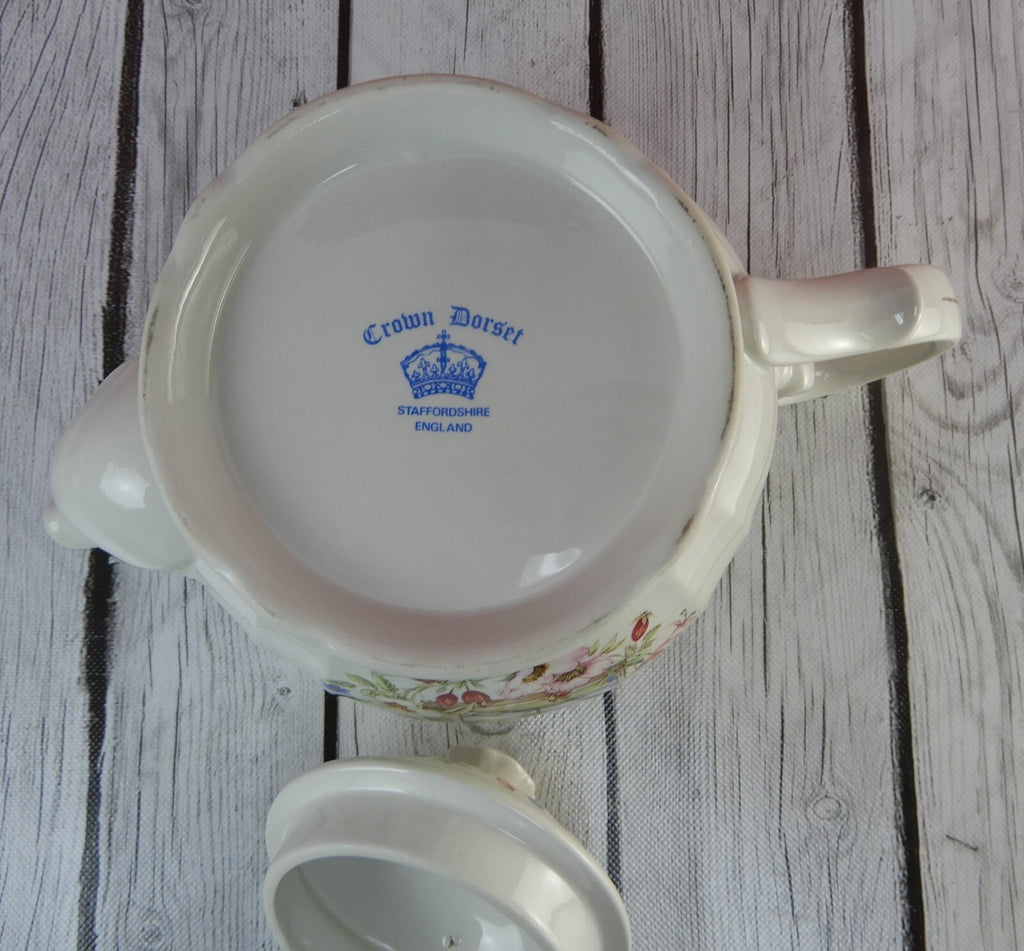 Vintage Crown Dorset Staffordshire England Tea Pot Spring Window Scene