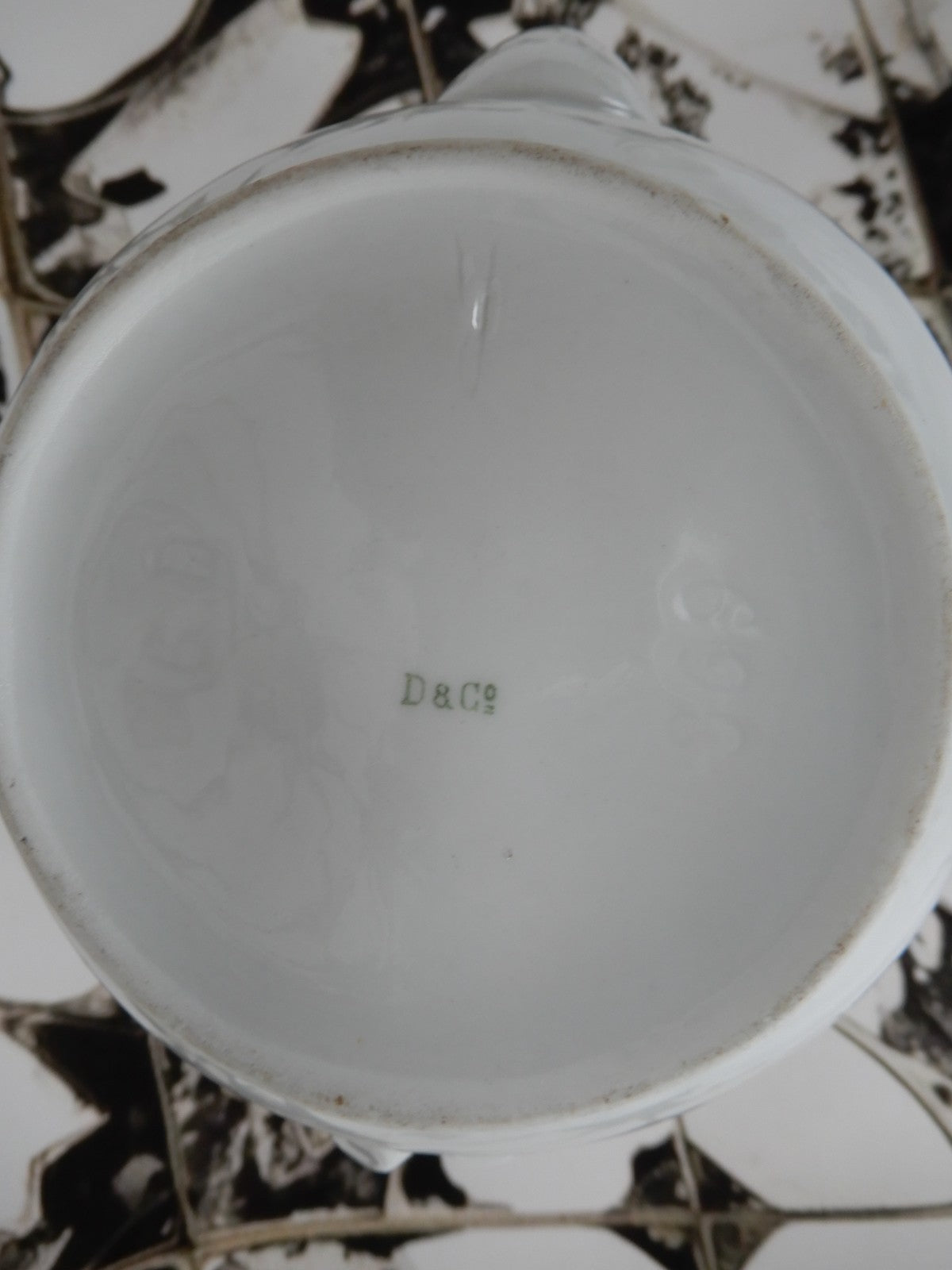Vintage D&Co. France White Ironstone Embossed Coffee Pot