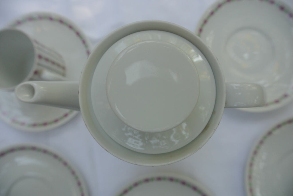 Thomas Germany Mid Century  Coffee Pot and 4 Cups and Saucers White Porcelain