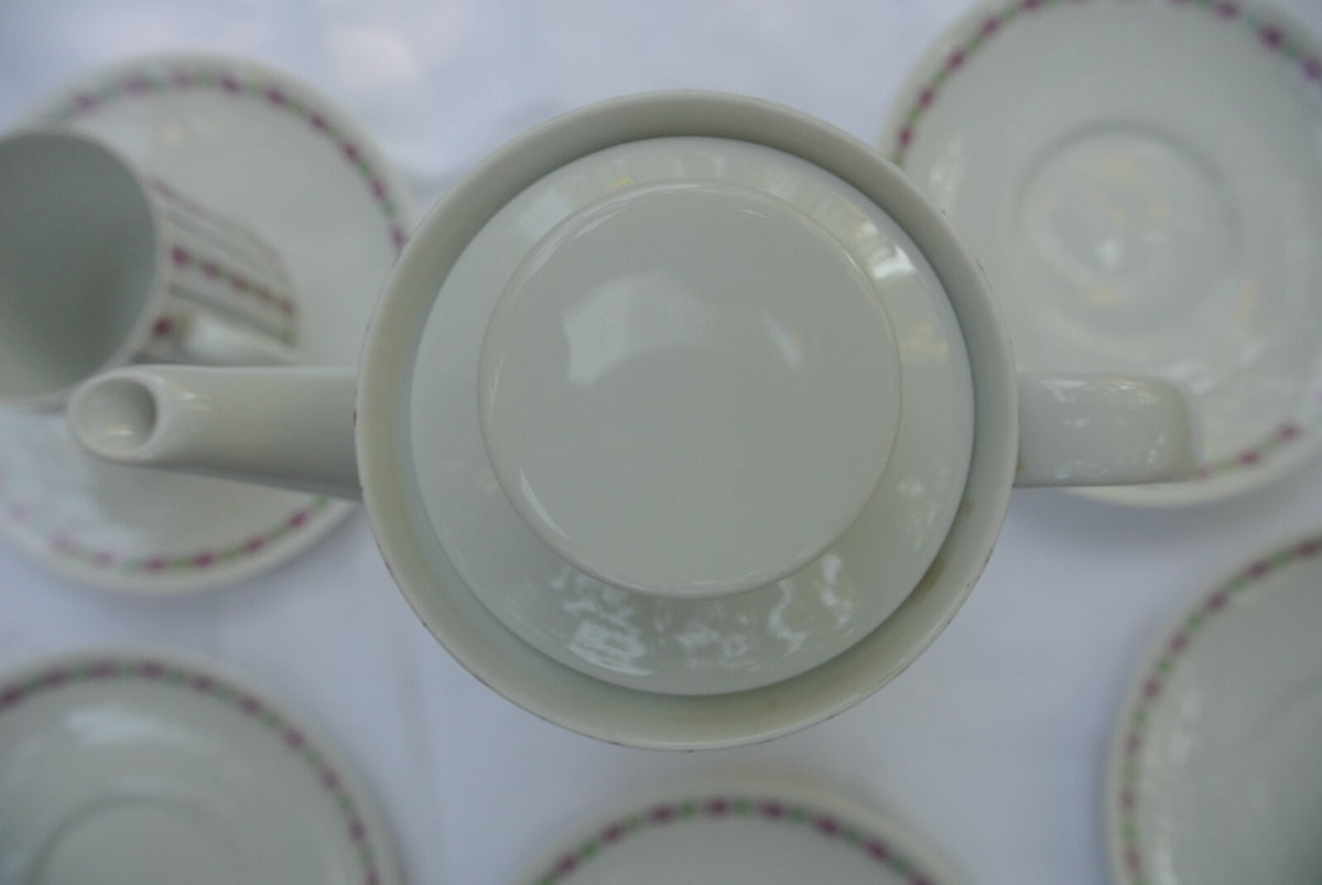 Thomas Germany Mid Century  Coffee Pot and 4 Cups and Saucers White Porcelain