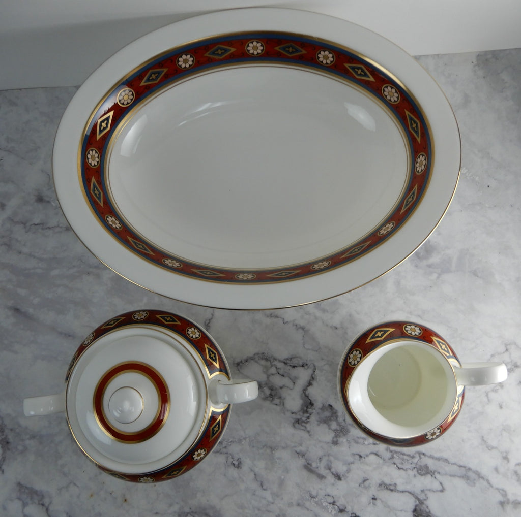 Royal Doulton Minton "Cordoba" Oval Serving Bowl and Creamer and Sugar Bowl