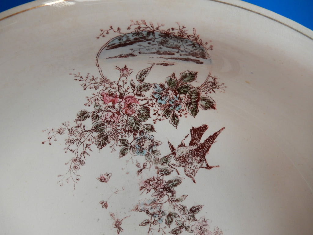 Antique The wick Company Transerware Ironstone Pottery Wash Bowl and Pitcher Set
