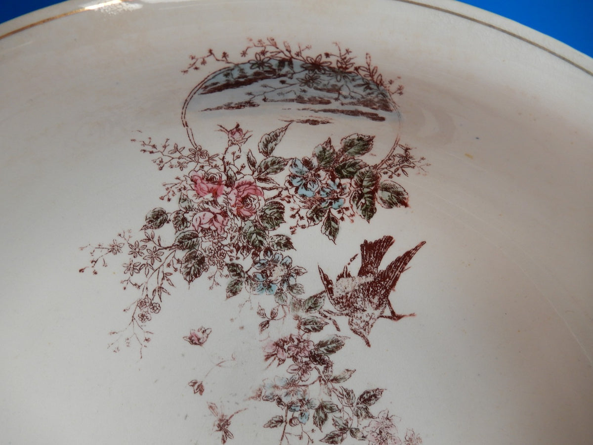 Antique The wick Company Transerware Ironstone Pottery Wash Bowl and Pitcher Set
