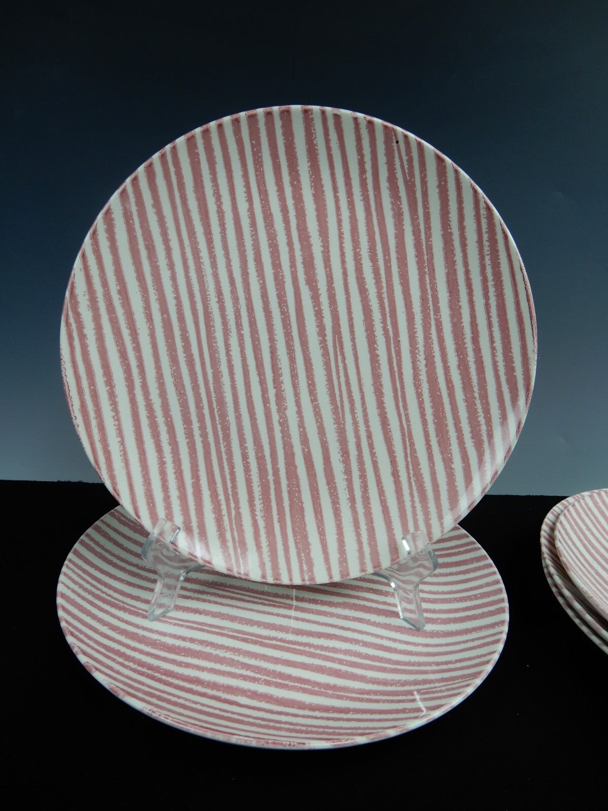 Royal China underglaze F 54 Set of 5 Dinner Plates Red Stripe 10-1/8"