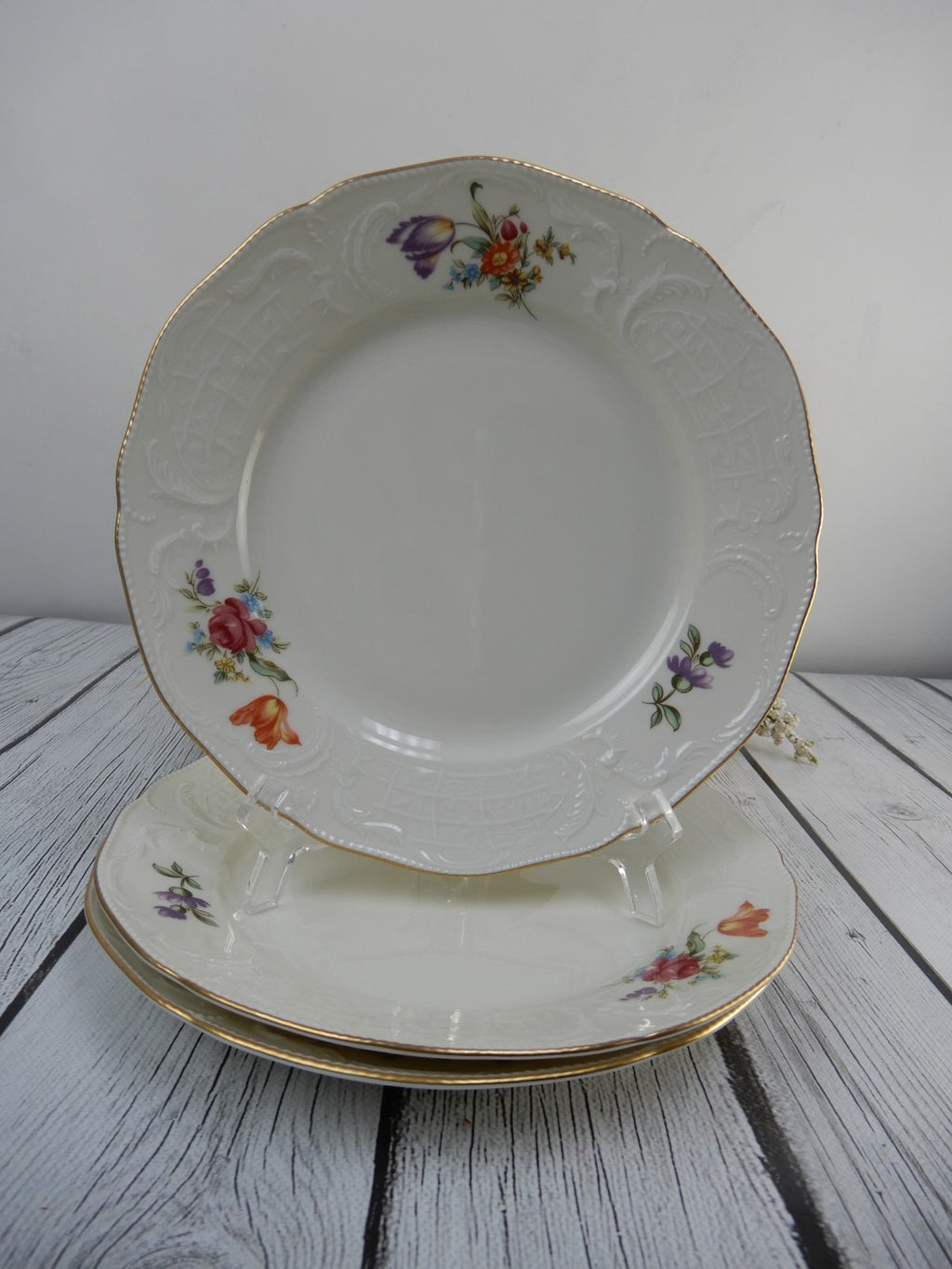 Rosenthal Classic Sanssouci Embossed Floral Set of  Four 8" Luncheon Plates