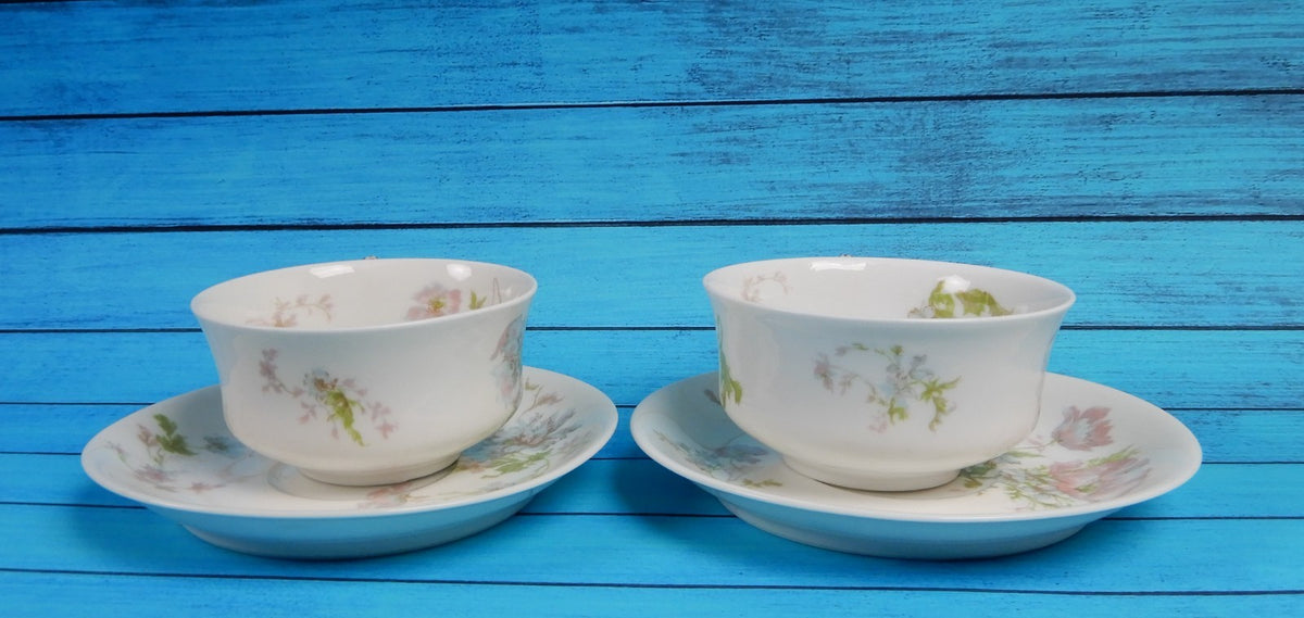 Vintage Set of Two Haviland Limoges Schleiger 79 Flat Cups And Saucers