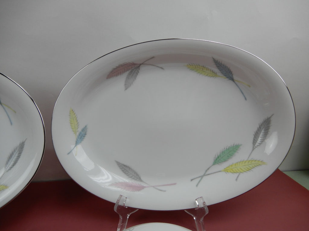 Set of 2 Platters, Sugar Bowl and Creamer L & M China "DELICE" Pattern