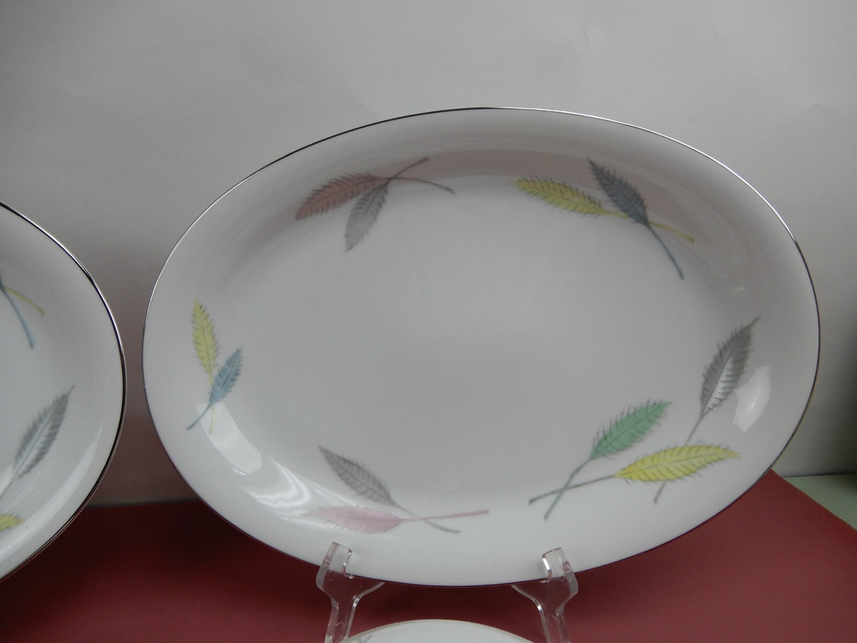 Set of 2 Platters, Sugar Bowl and Creamer L & M China "DELICE" Pattern
