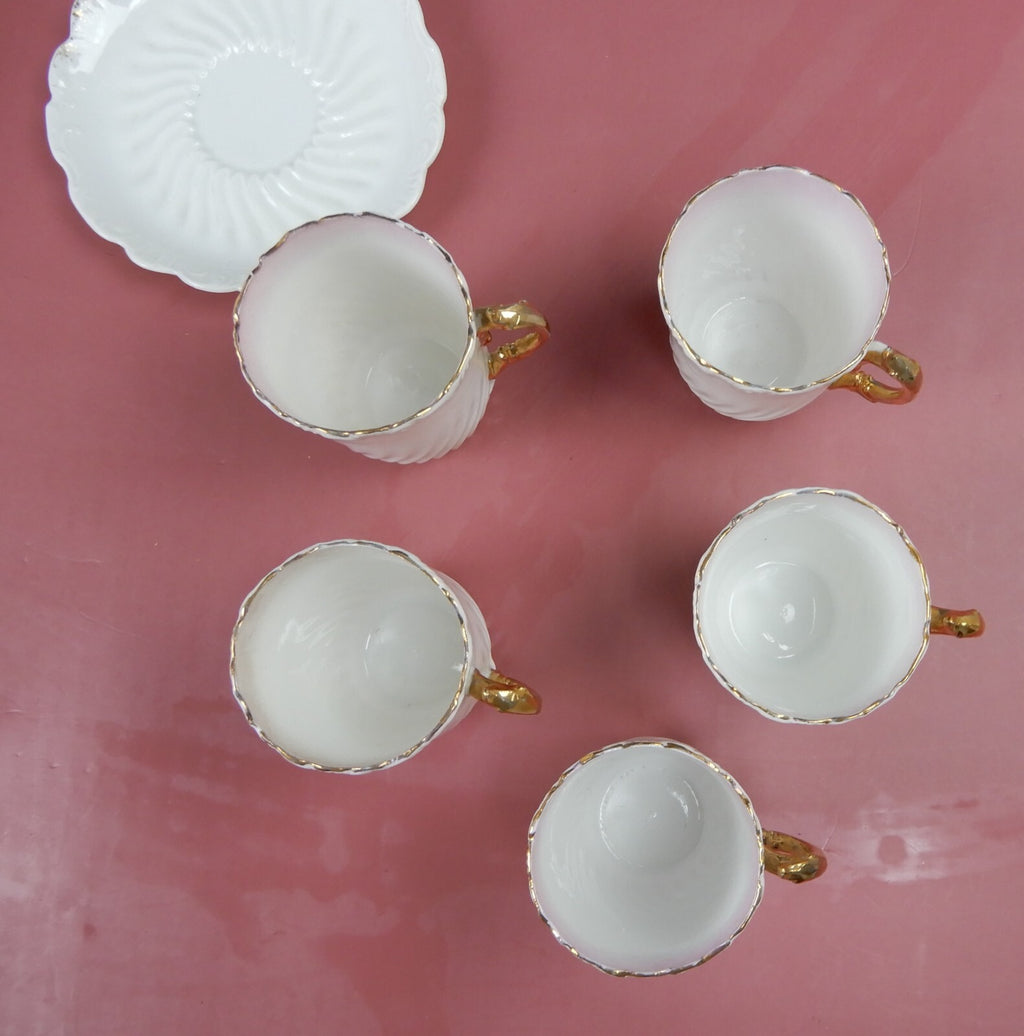 Vintage Set of 5 Demitasse Cup and Saucer No mark of Manufacturer