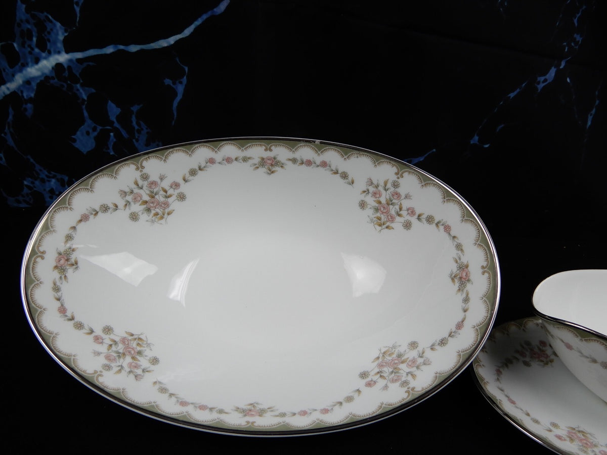 Vintage Porcelain Noritake Garland 5906 Pattern Oval Serving Bowl &Gravy Bowl