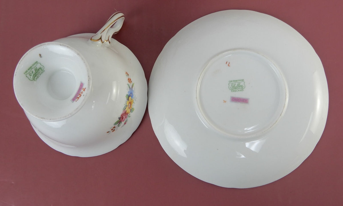 Vintage Shelley "Crochet " 13302 Pattern Tea Cup & Saucer