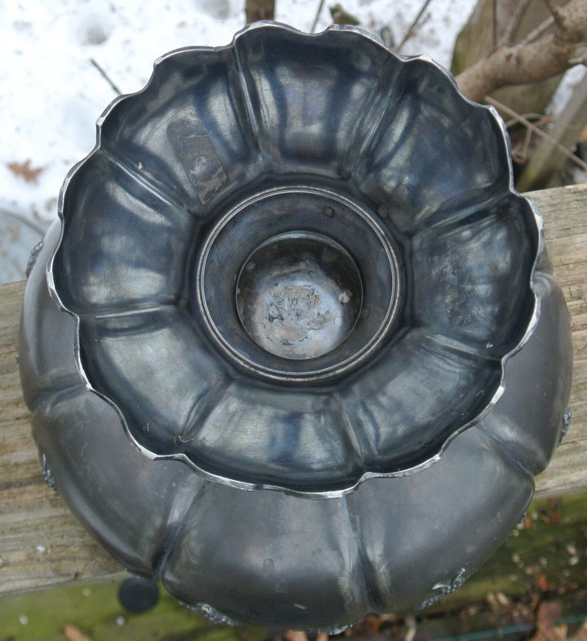 Vintage EGW & S Webster & Sons EPBM  20 0 Footed Fruit Bowl w/Embossed Grapes