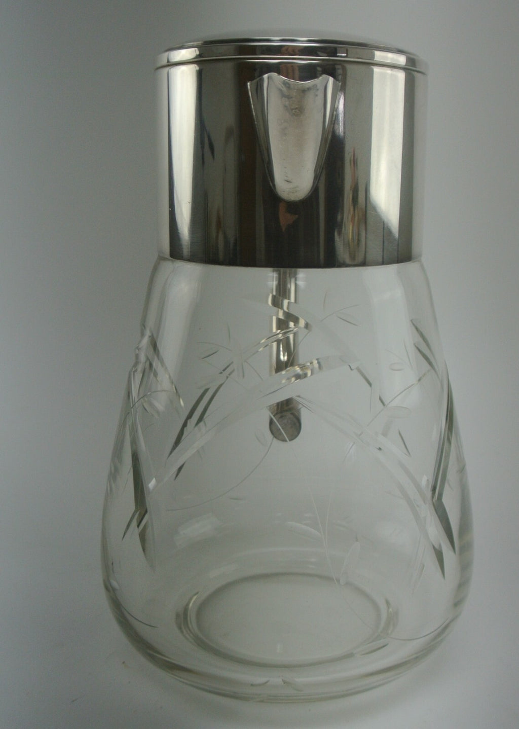 Vintage Big and Heavy 4-1/2 Lbs. Cut Crystal Pitcher With Silver Plated Top