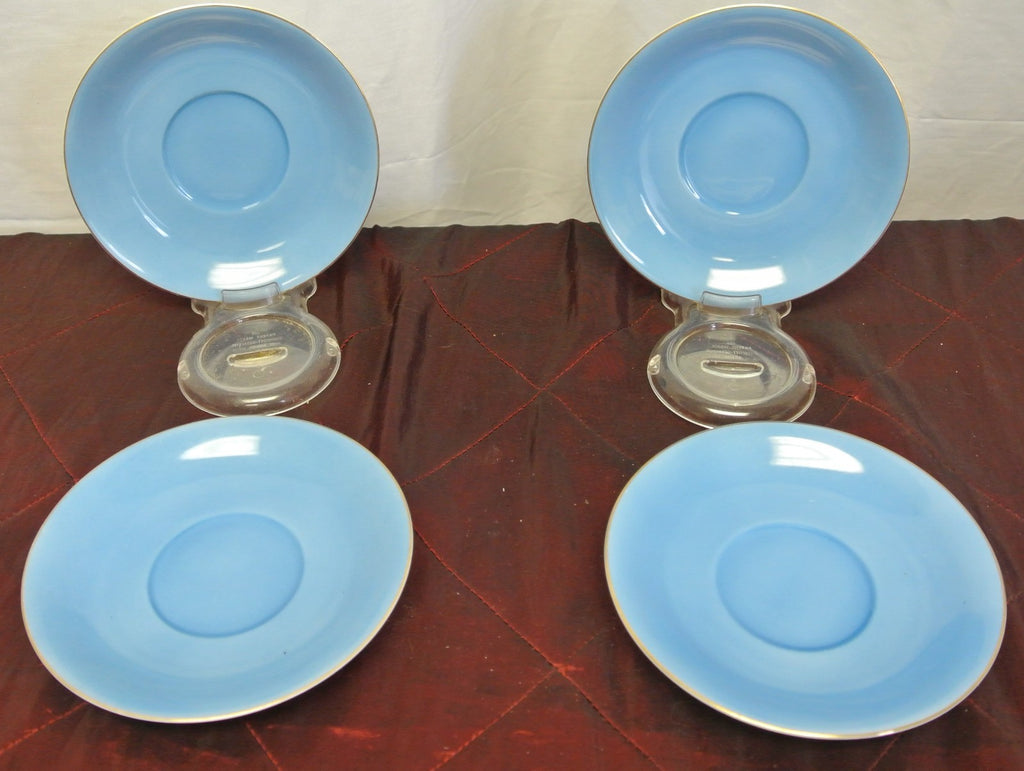 Set of 4 Noritake Blue Morimura China Cup and Saucer and Dessert Plate