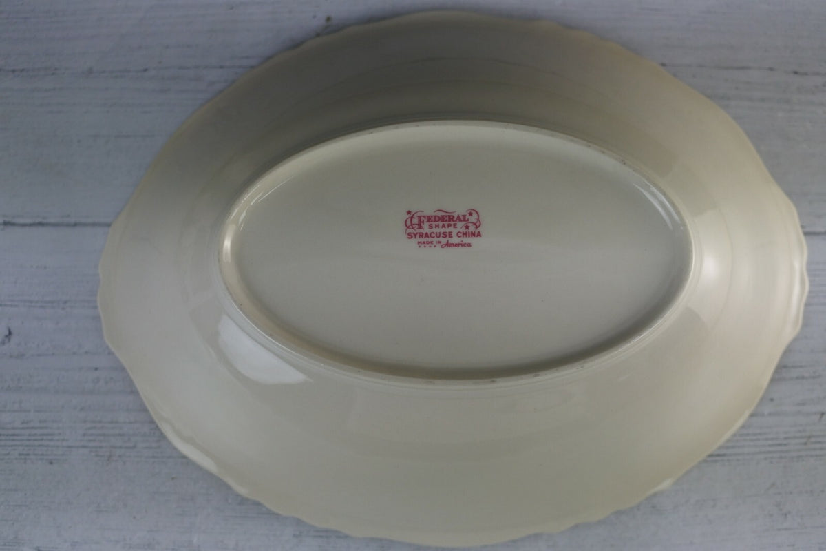 Vintage Federal Syracuse Gravy Boat And Oval Serving "Portland" Pattern China
