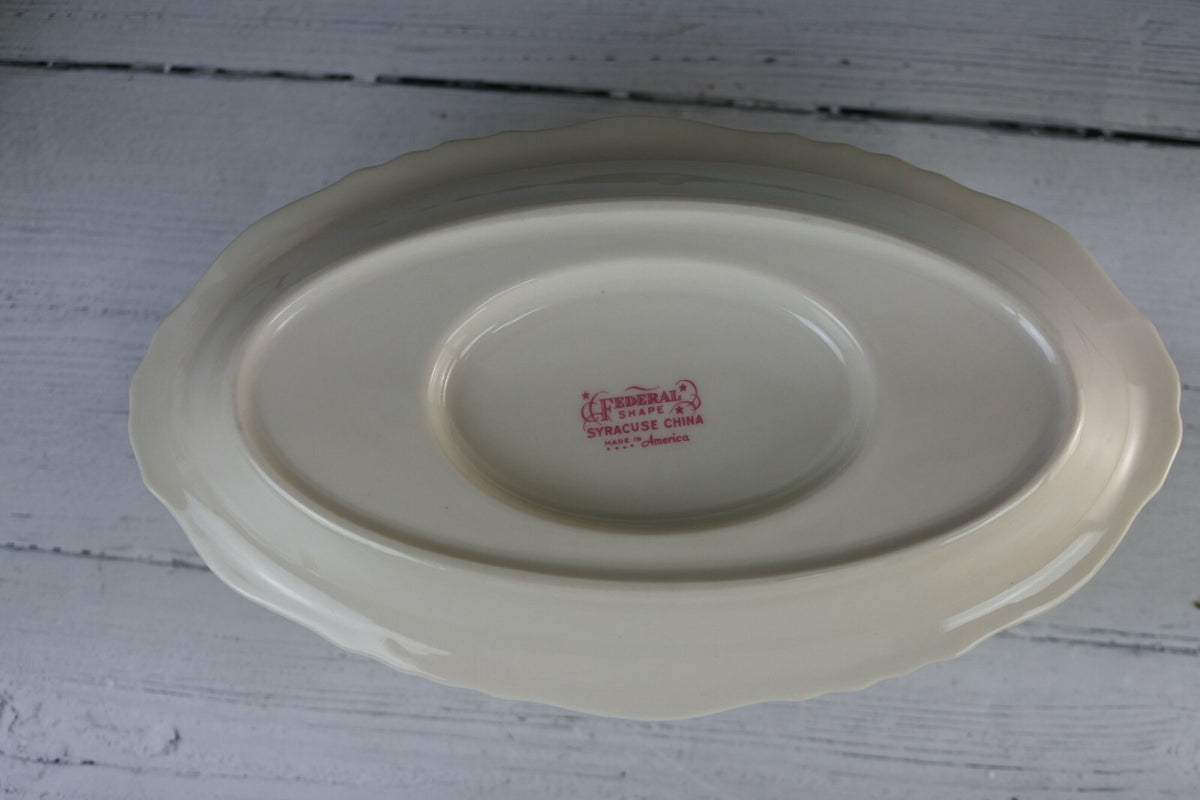 Vintage Federal Syracuse Gravy Boat And Oval Serving "Portland" Pattern China