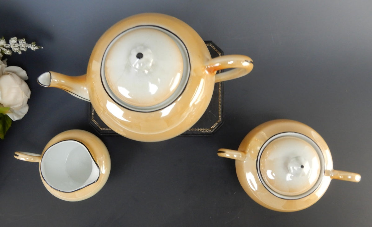Vintage Celebrate Lusterware Czechoslovakia Tea Pot,Sugar and Creamer