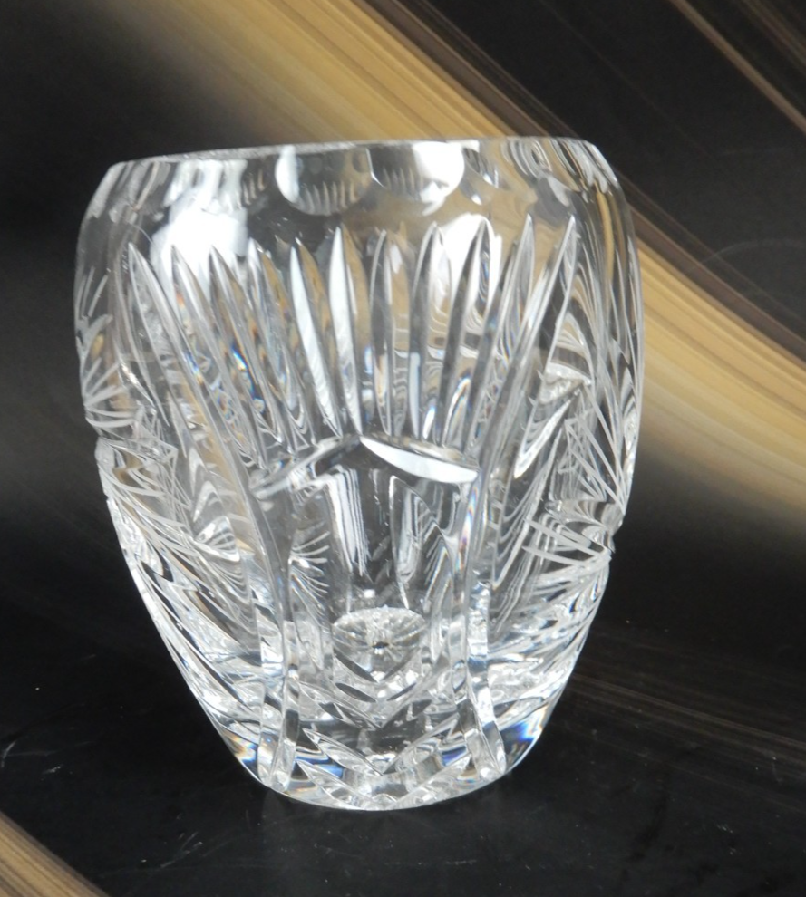 Vintage Hand Cut Heavy Pinwheel Starbust Lead Crystal Lamp Shade 1/2" Fitter