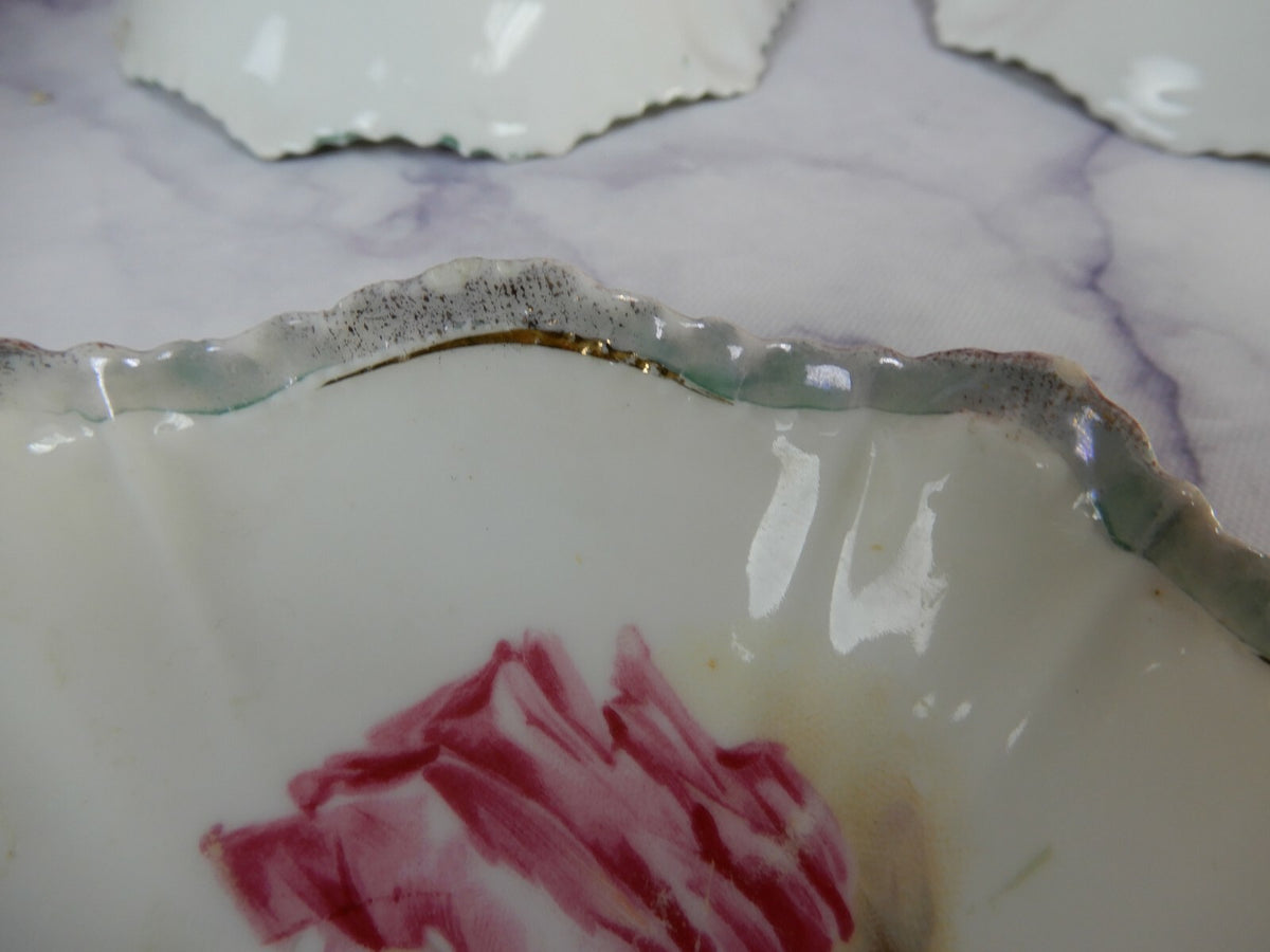 Set of 4 RS Prussia Irridecent Bowls with Roses