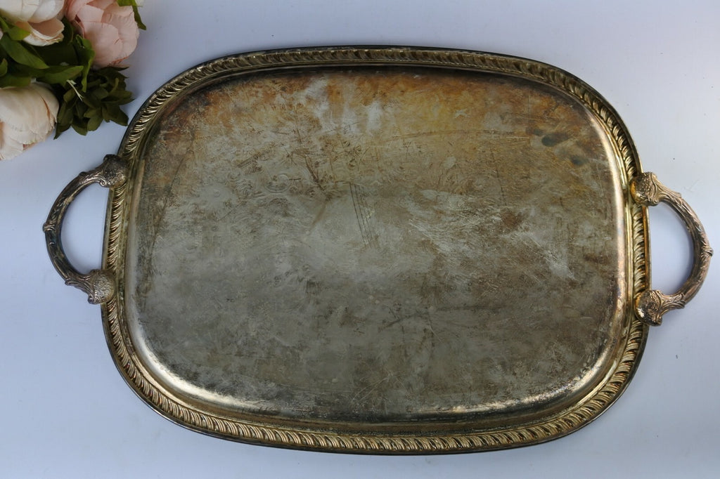 Vintage Leonard Silverplate Butler Tray With Handles