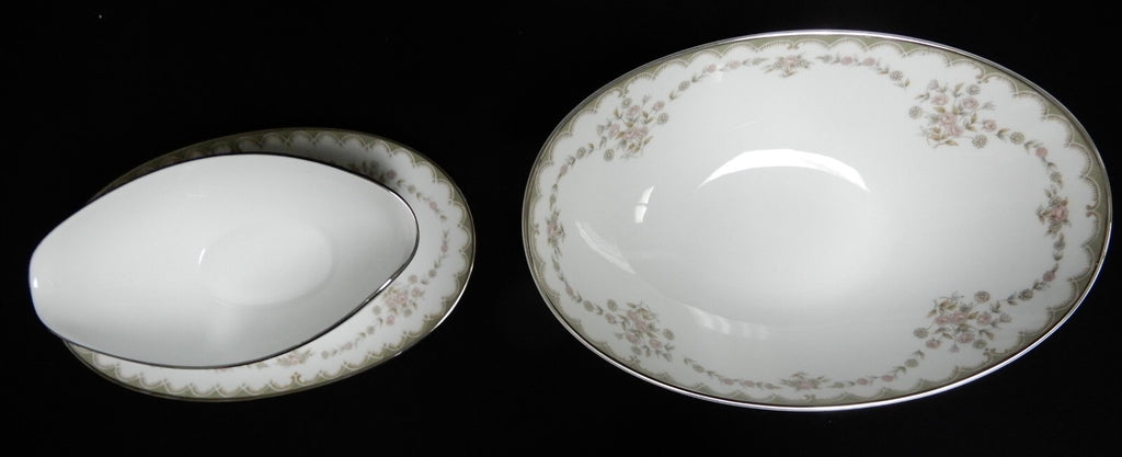 Vintage Porcelain Noritake Garland 5906 Pattern Oval Serving Bowl &Gravy Bowl