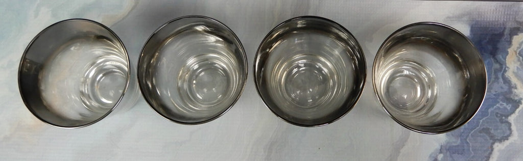 Set of 4 Vitreon Queens Lusterware Silver Fade Silver Ombre Rock Glasses