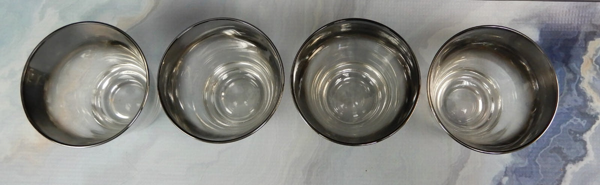 Set of 4 Vitreon Queens Lusterware Silver Fade Silver Ombre Rock Glasses