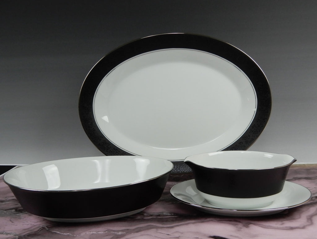 Vintage Set of Noritake "Mirano" 6878- 14" Platter, Oval Bowl,Gravy Boat
