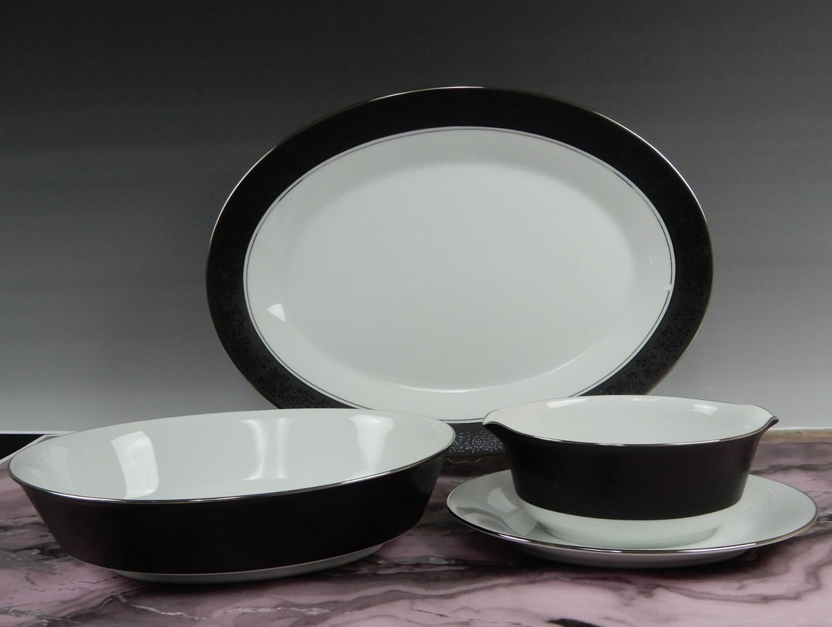 Vintage Set of Noritake "Mirano" 6878- 14" Platter, Oval Bowl,Gravy Boat