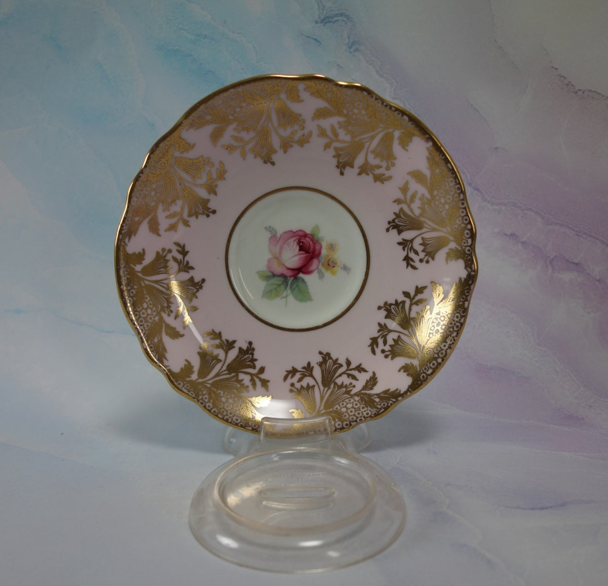 Paragon “ HM The Queen & HM Queen Mary” Light Pink Gold Filigre Cup And Saucer