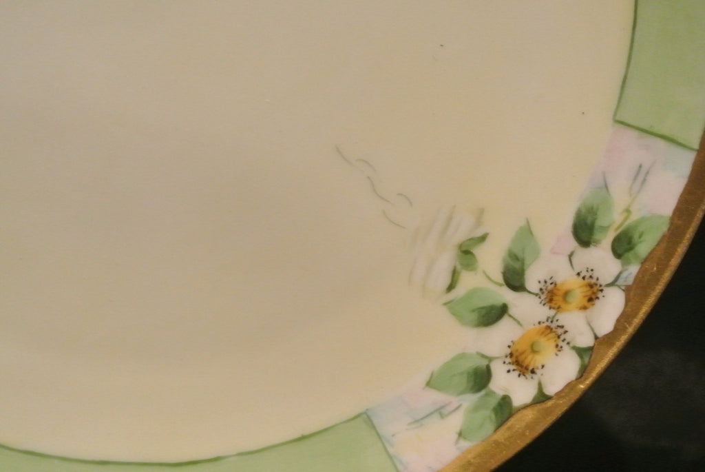 4 Haviland France Plates with  Flowers and Gold Rims