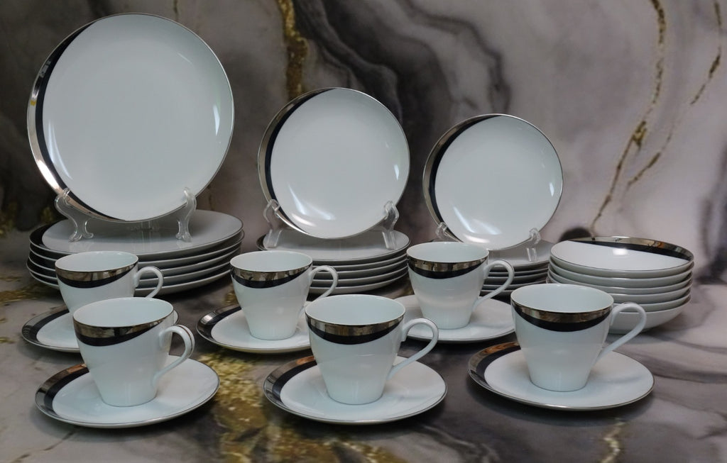 36 Pc 6-Piece 6 Place Setting Mikasa Platinum Fascination Pattern Made in Japan