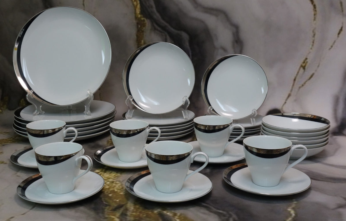36 Pc 6-Piece 6 Place Setting Mikasa Platinum Fascination Pattern Made in Japan