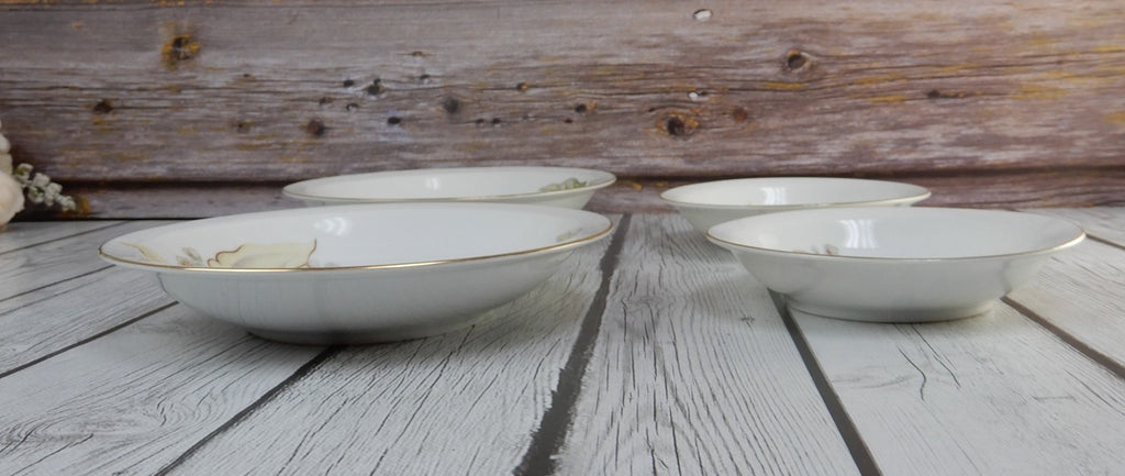 Vintage Grace Wood Lily Pattern set of Two Soup and Two Fruit  Replacement Bowls