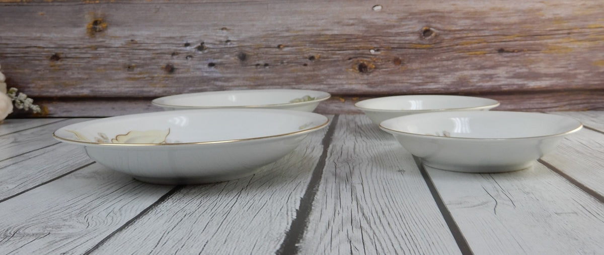 Vintage Grace Wood Lily Pattern set of Two Soup and Two Fruit  Replacement Bowls