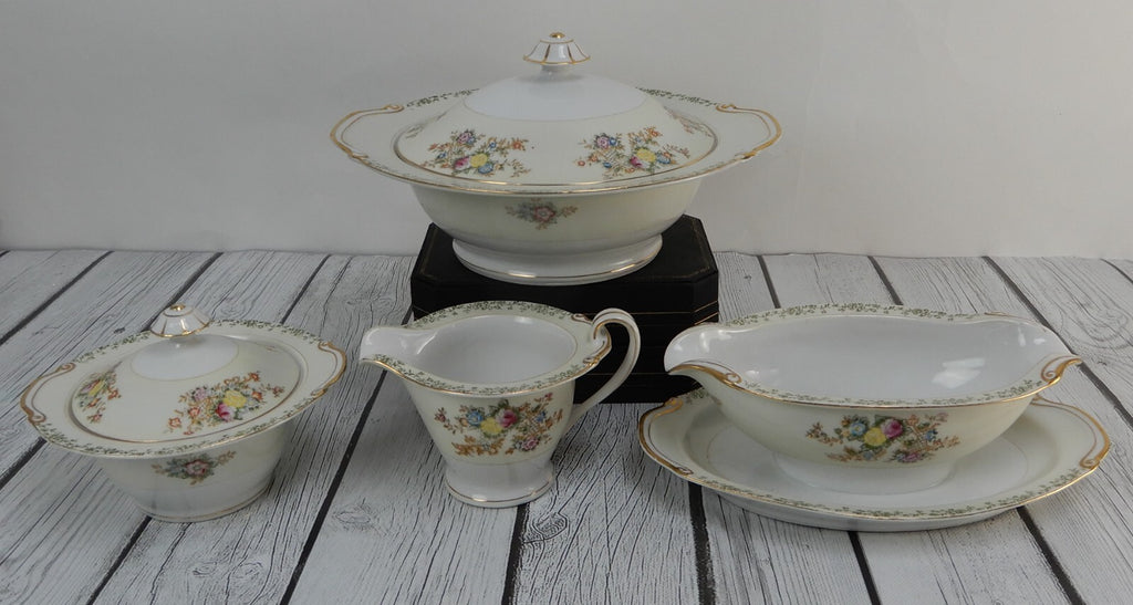 Regal China Japan w/ Imperfections Gravy Bowl ,Creamer,Sugar Bowl & Lidded Bowl