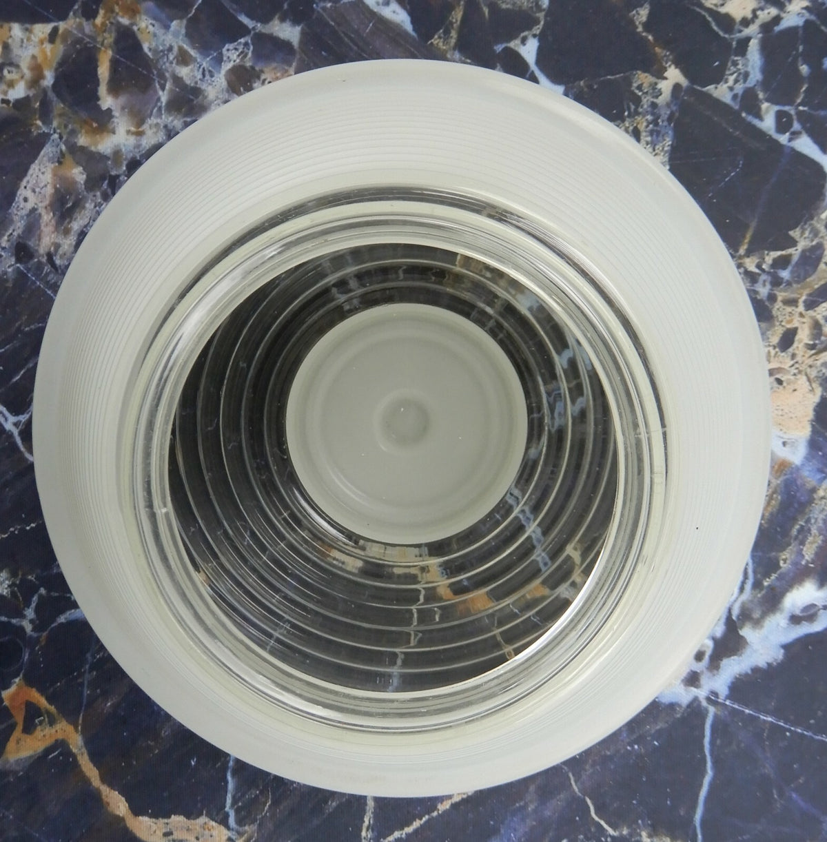 Vintage Tall Ceiling White & Clear Glass Shade 8" Diameter