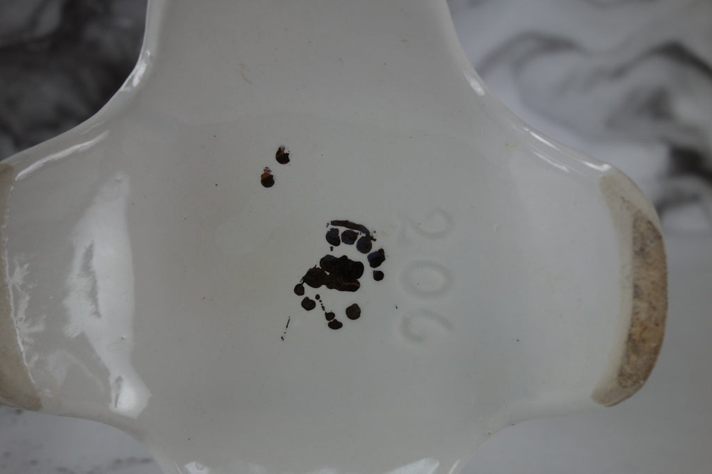 Hand Decorated With Cherubs Italian Footed Vase, Gold Trim Porcelain 15.5" Tall