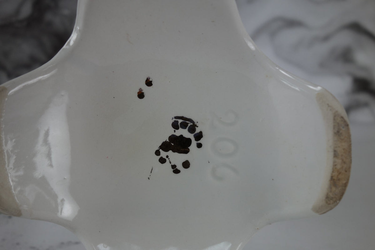 Hand Decorated With Cherubs Italian Footed Vase, Gold Trim Porcelain 15.5" Tall
