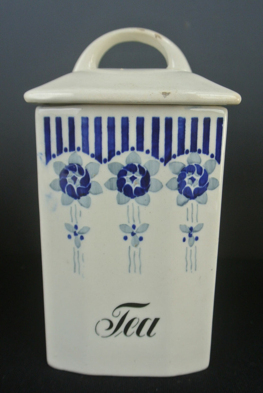VTG Grete Porcelain Transferware Tea And Barley Storage Jars Set Of 2